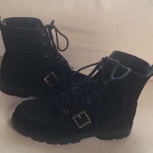 Great Polo Ralph Lauren Blk/Drk Blue Suede Boots